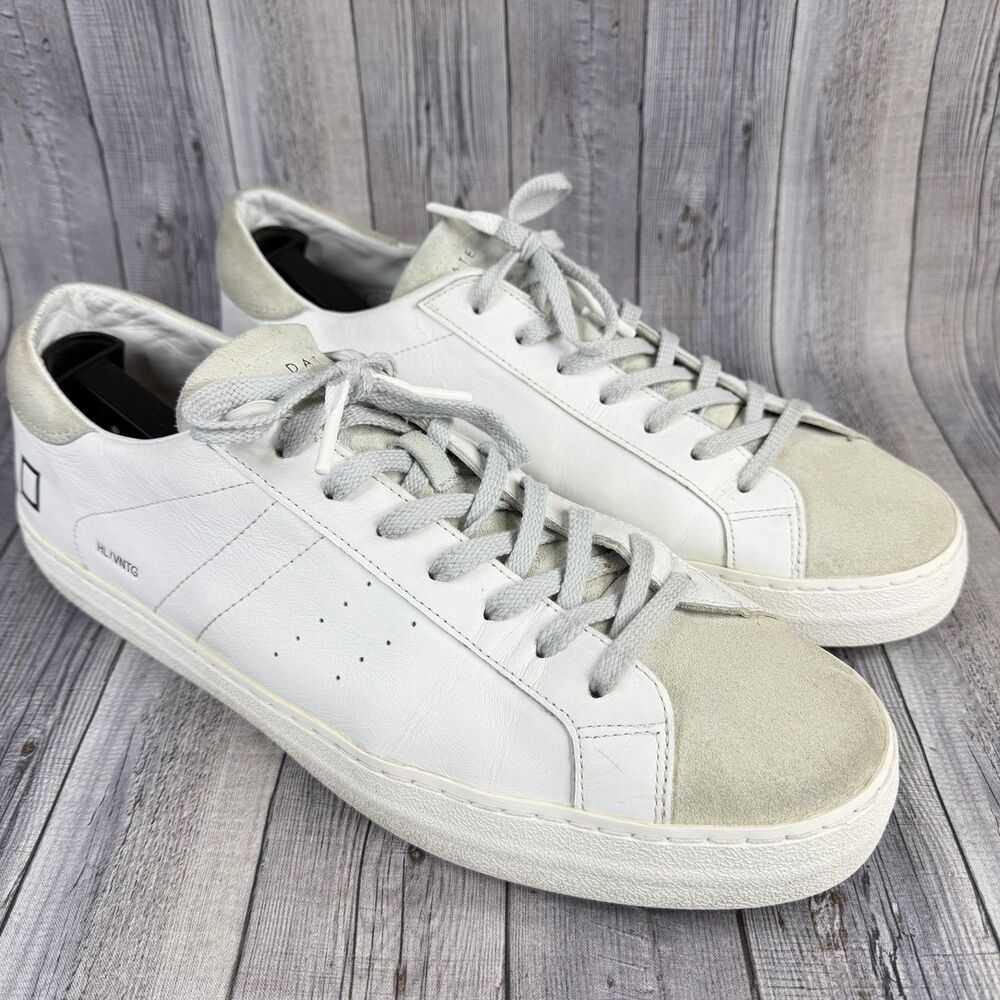D.A.T.E. HILL LOW VINTAGE CALF VC WH in White Leather - Men's Shoes Size 14 US